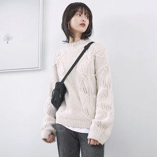 Leaf-pattern Knit Sweater