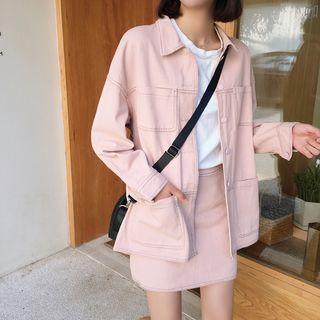 Denim Jacket / A-line Skirt / Set