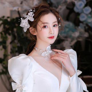Set : Wedding Flower Hair Clip + Choker