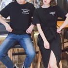 Couple Matching Lettering Short-sleeve T-shirt Dress / Lettering Short-sleeve T-shirt