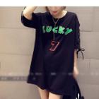 Lace-up Lettering Short-sleeve T-shirt