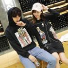Couple Matching Long-sleeve Dress / Printed Hooded Pullover