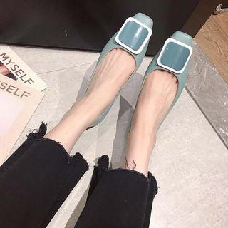 Faux Leather Square Accent Flats