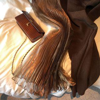 See-through Accordion-pleat Maxi Skirt