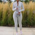 Long-sleeve Zipped Jumpsuit