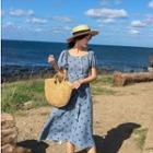 Balloon Short Sleeve Polka Dots Button Down Dress
