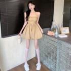 Sleeveless Ruched Mini Bubble Dress Khaki - One Size