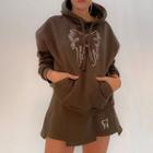 Set: Butterfly Embroidery Hoodie+skirt