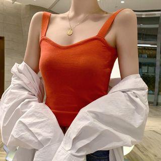 Wide Strap Crop Knit Top