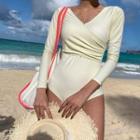 Set: Bikini + Long-sleeve Cover-up Top