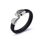 Fashion Personality 316l Stainless Steel Snake Buckle Leather Long Bracelet Silver - One Size