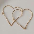 Heart Alloy Open Hoop Earring 402 - 1 Pair - Gold - One Size