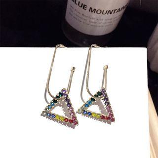Rhinestone Triangle Ear Stud 1 Pair - Multicolor - One Size