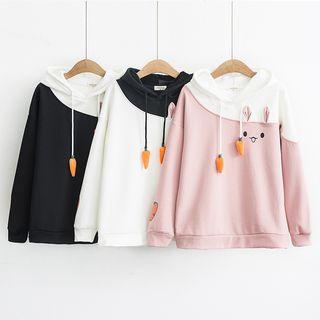 Rabbit Print Color Block Hoodie