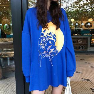 Printed Pullover / High Waist Midi Skirt