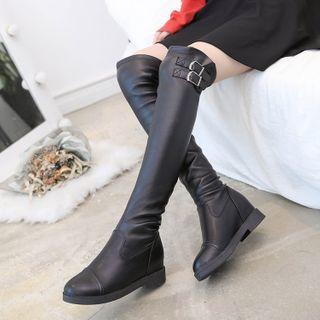 Block Heel Hidden Wedge Tall Boots
