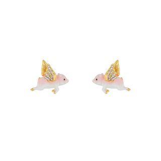 Flying Pig Rhinestone Glaze Alloy Earring 1 Pair - Gold - One Size