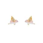 Flying Pig Rhinestone Glaze Alloy Earring 1 Pair - Gold - One Size