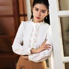 Long-sleeve Paneled Embroidered Blouse