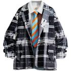 Lettering Plaid Single-breasted Blazer