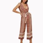Patterned Strappy Crop Jumpsuit