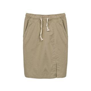 Drawstring-waist Slit-front Skirt