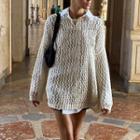 Long Sleeve Knitted Loose-fit Cover-up