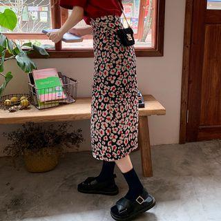 Flower Print Straight Fit Midi Skirt