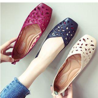 Perforated Faux Leather Flats