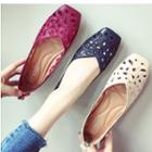 Perforated Faux Leather Flats