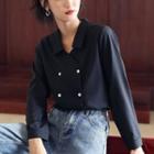 Long-sleeve Double-breasted Open-collar Shirt