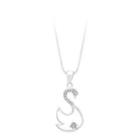 925 Sterling Silver Swan Pendant With White Cubic Zircon And Necklace