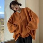 Loose-fit Knit Jacket Tangerine - One Size