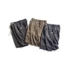 Drawstring-waist Pinstriped Straight-cut Shorts