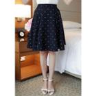 Dotted A-line Midi Skirt