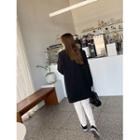 Slit-hem Ribbed Boot-cut Pants