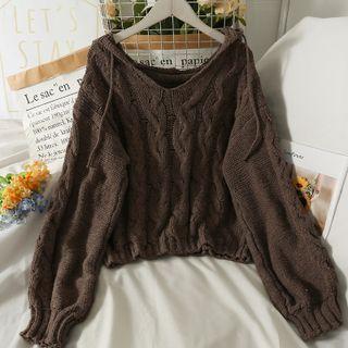 Loose-fit Cable-knit Hooded Sweater