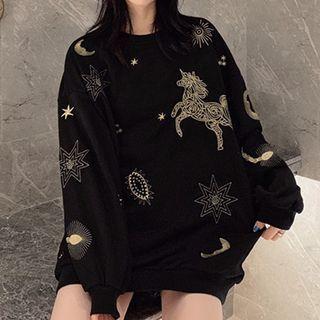 Unicorn Embroidered Long Sleeve Sweatshirt