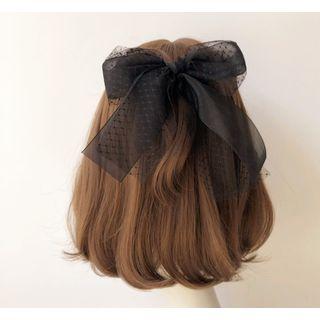 Tulle Bow Hair Clip Black - One Size