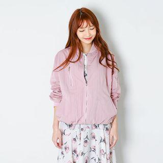 Drawstring-hem Flight Jacket