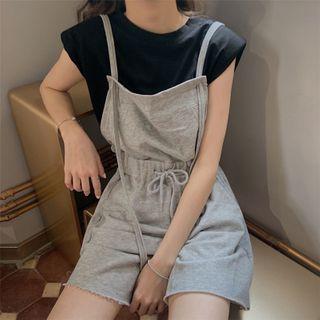 Spaghetti Strap Wide-leg Playsuit Gray - One Size