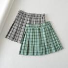 Heart Buckle Plaid Mini A-line Skirt