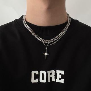Star Pendant Layered Stainless Steel Necklace