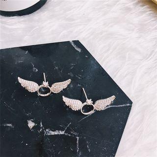 Cz Rhinestone Wing Studs
