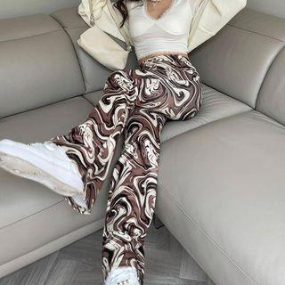 Low Rise Printed Wide Leg Pants