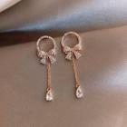 Rhinestone Hoop Dangle Earring 1 Pair - Silver Needle - Earrings - One Size