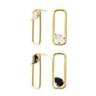 Crystal Accent Rectangle Drop Earrings