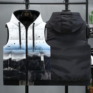 Print Padded Zip-up Vest