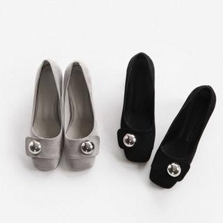 Square-toe Metal-accent Pumps