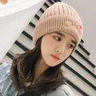Embroidered Heart Knit Beanie